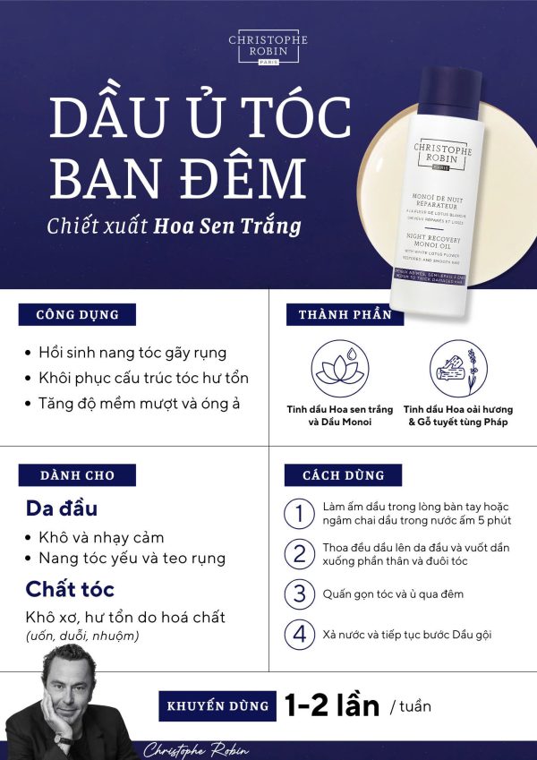 Dầu ủ tóc phục hồi ban đêm chiết xuất Hoa sen trắng